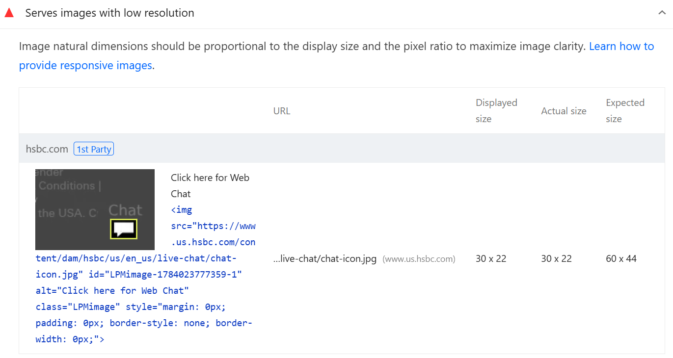 Serves images with appropriate resolution audit