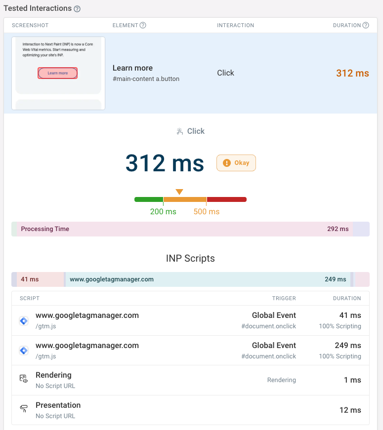 INP Debugger with slow scripts