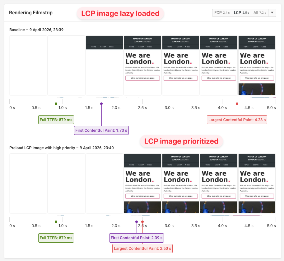 Filmstrip showing before and after view