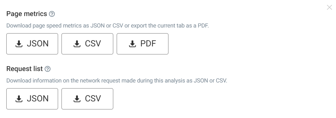 Page export options