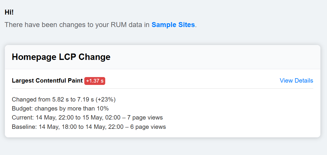 Email RUM alert