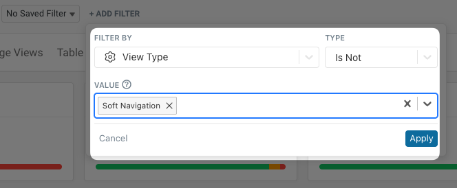 Excluding soft navigations