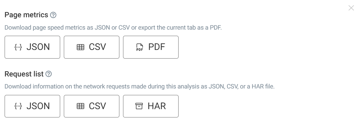 Page export options