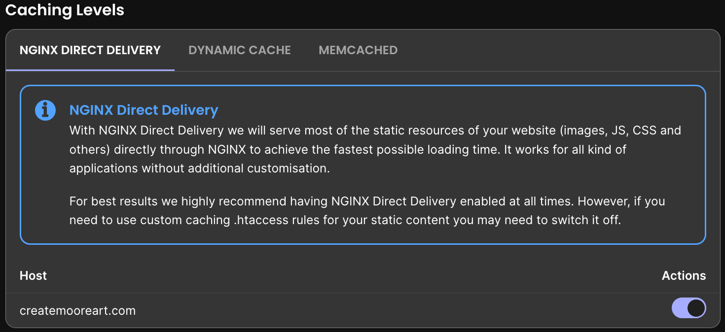 NGINX Direct Delivery in SiteGround
