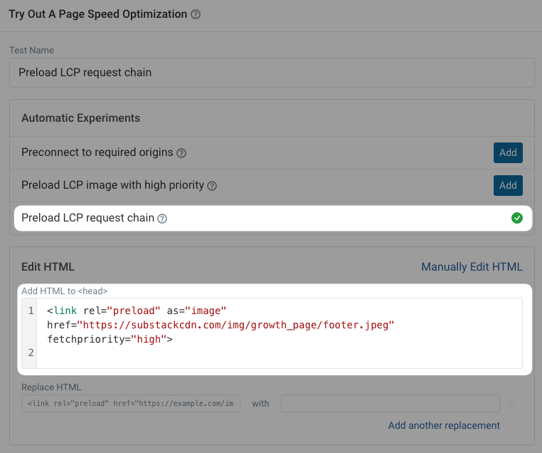 DebugBear experiment for background image