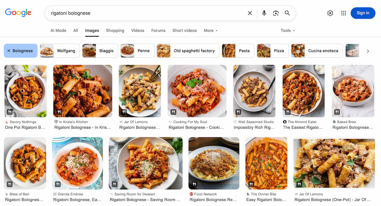 Google image search results