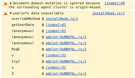 Expanded JavaScript warning
