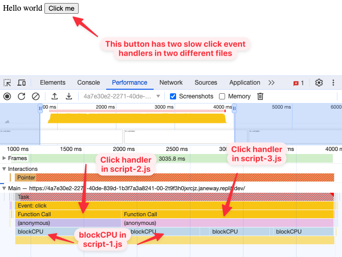 DevTools simple click events