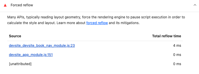 Forced reflows insight audit
