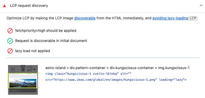 LCP request discovery insight
