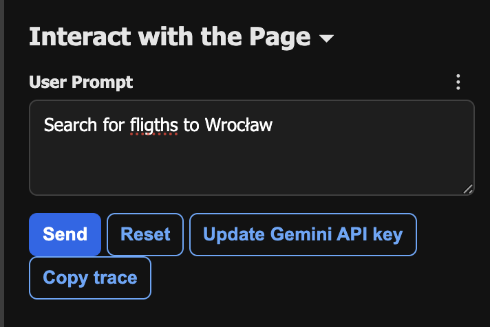 User prompt for WebMCP