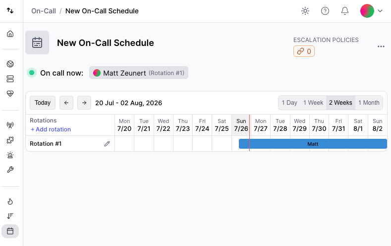 Hyperping on-call schedule