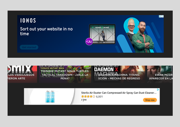 Billboard and leaderboard ad sizes