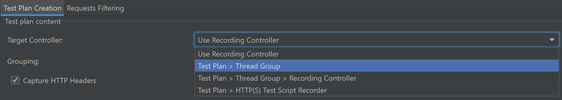Test plan - thread group