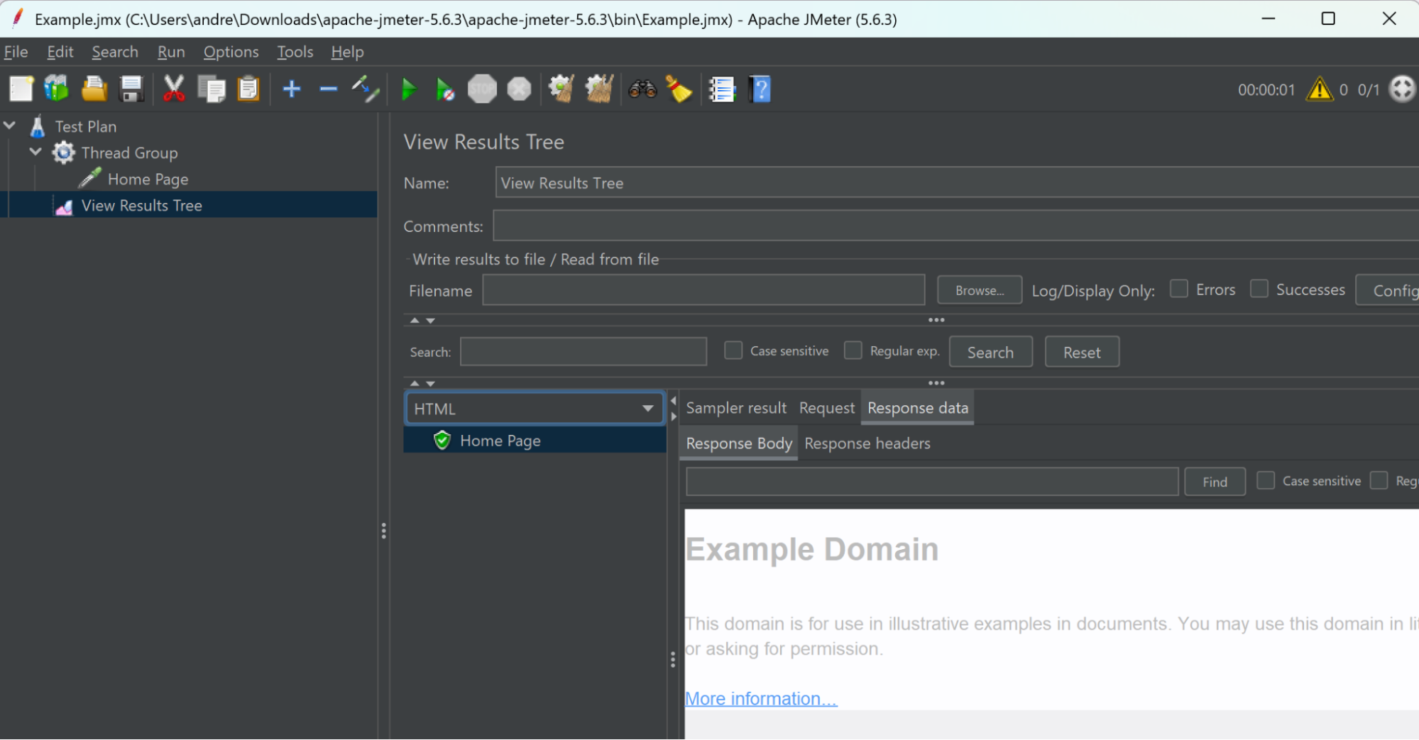 Browser-style view of HTML response