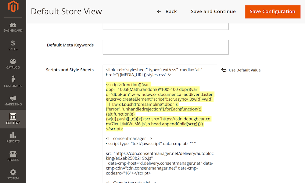 Installing real user monitoring in Magento