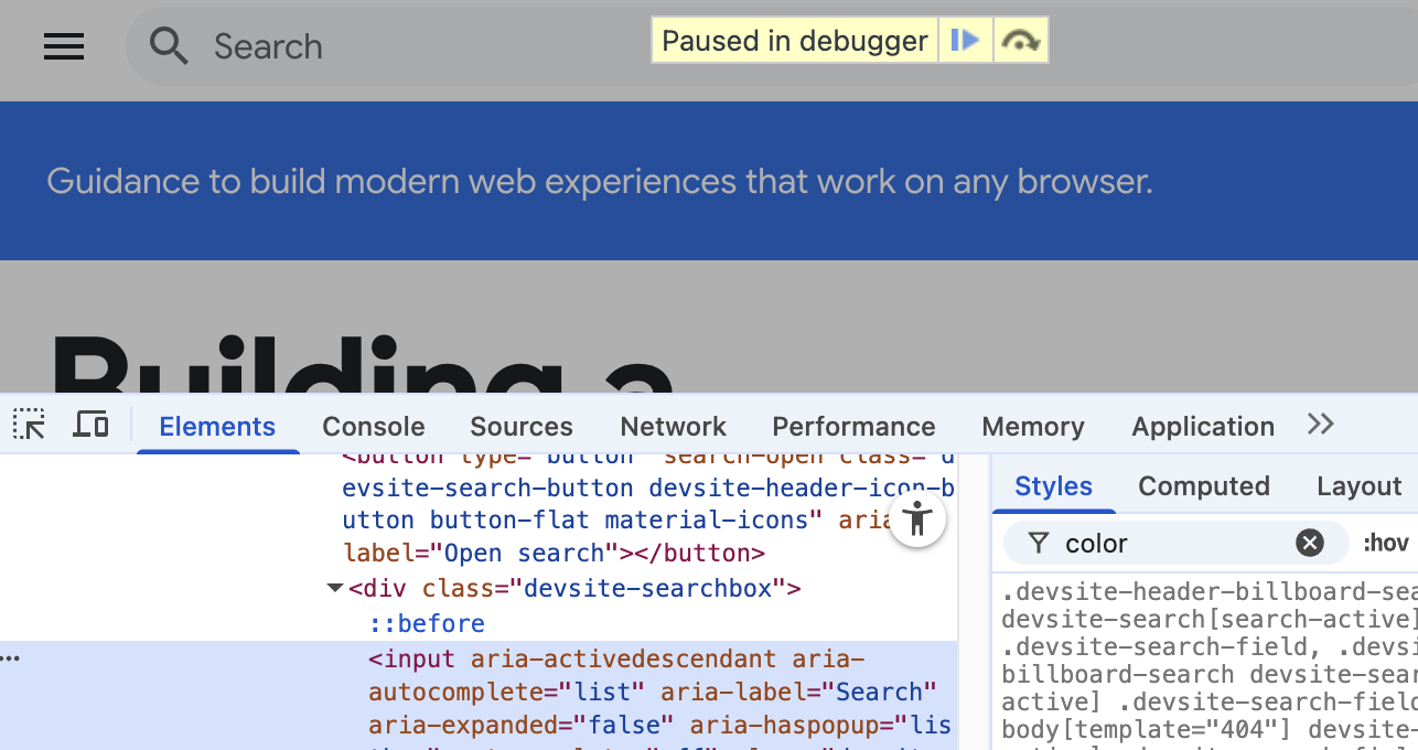 Chrome DevTools with paused debugger