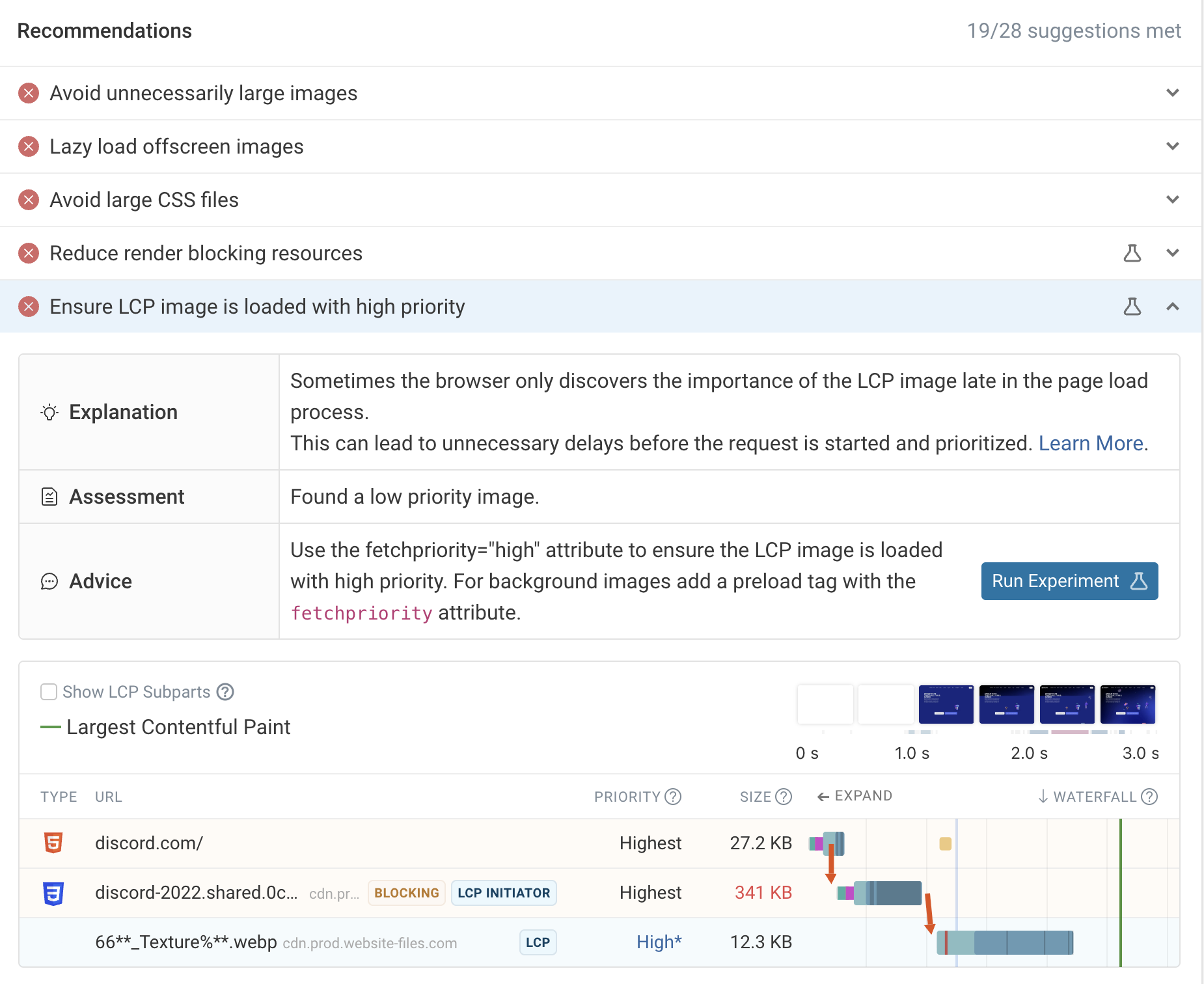 Recommendation to improve Largest Contentful Paint