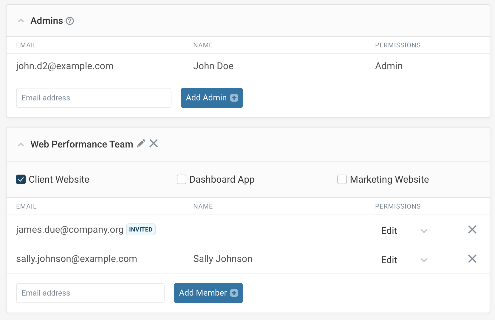 Manage team members on DebugBear