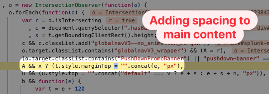 JavaScript code adding margin