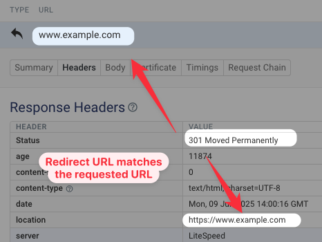 URL redirecting back to itself