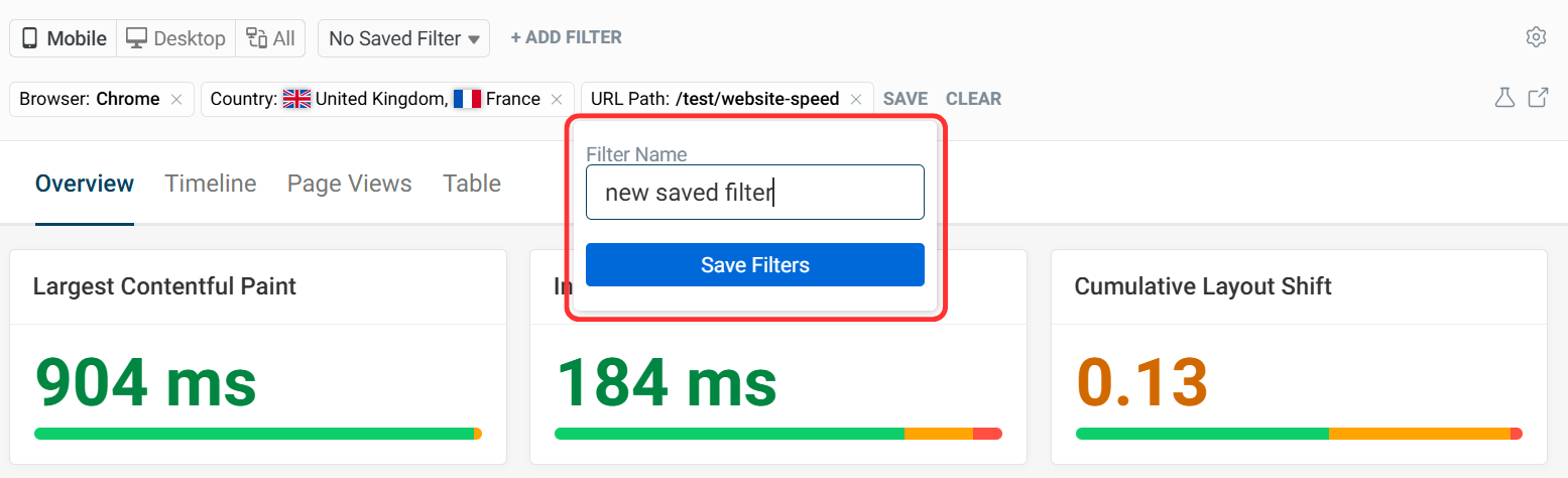 Name and save filter