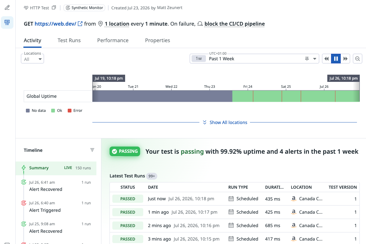 Datadog HTTP test