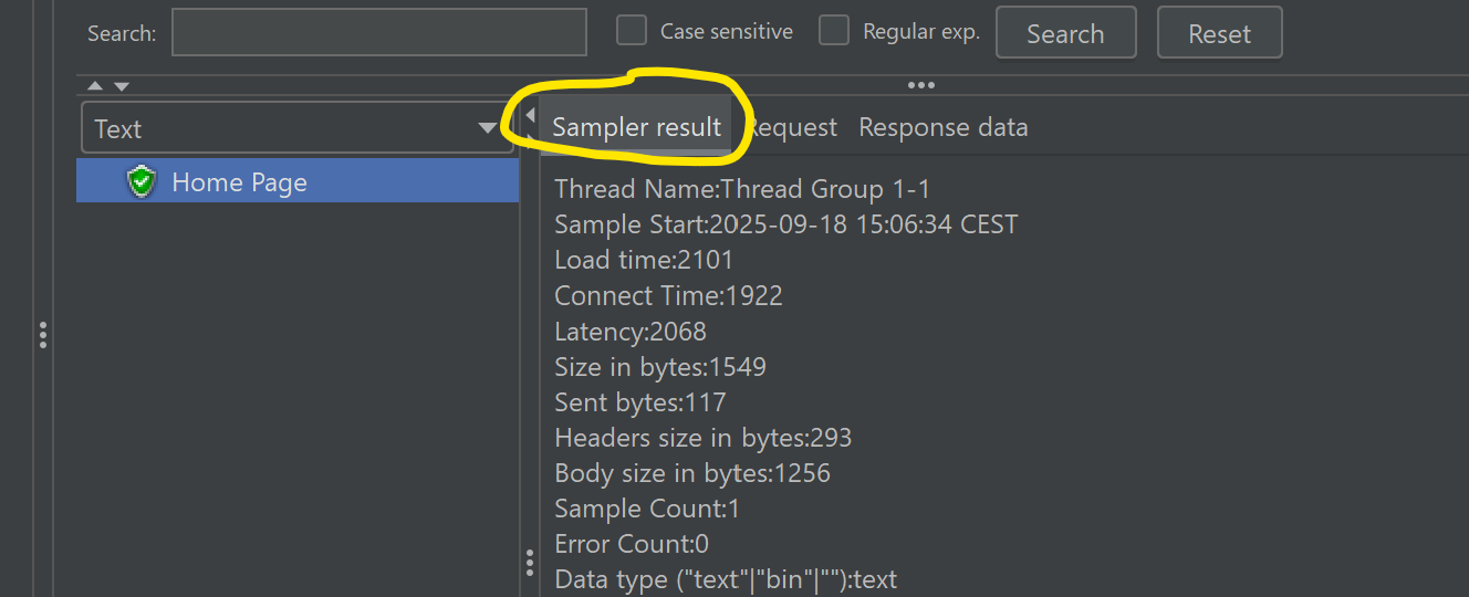Sampler result in Jmeter