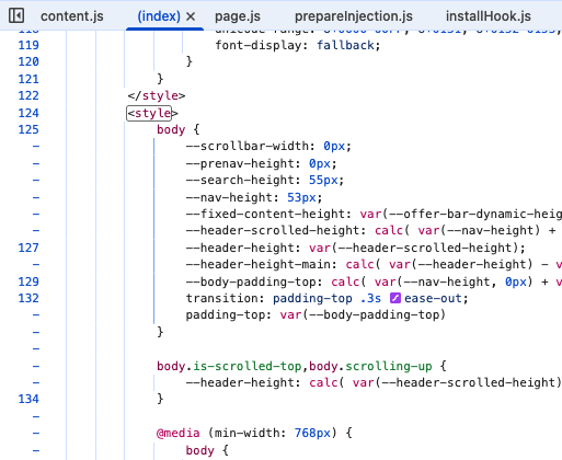 CSS code inlined in HTML
