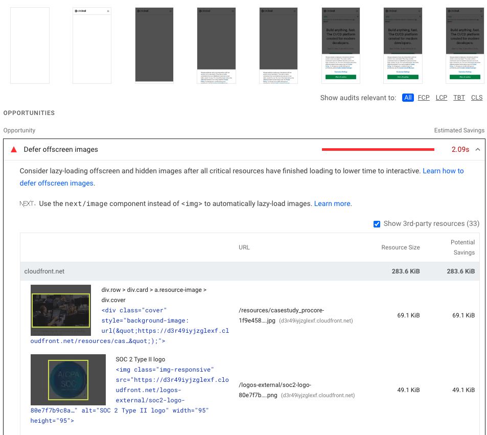 Lighthouse recommendations