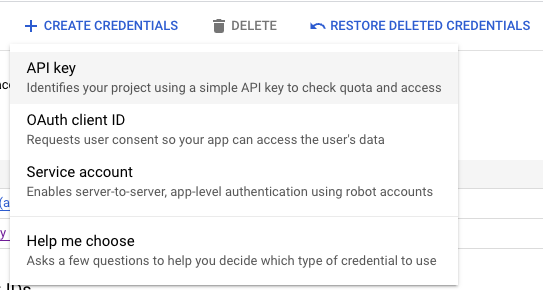 Dropdown with API key option