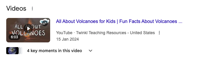Google results - Video section features