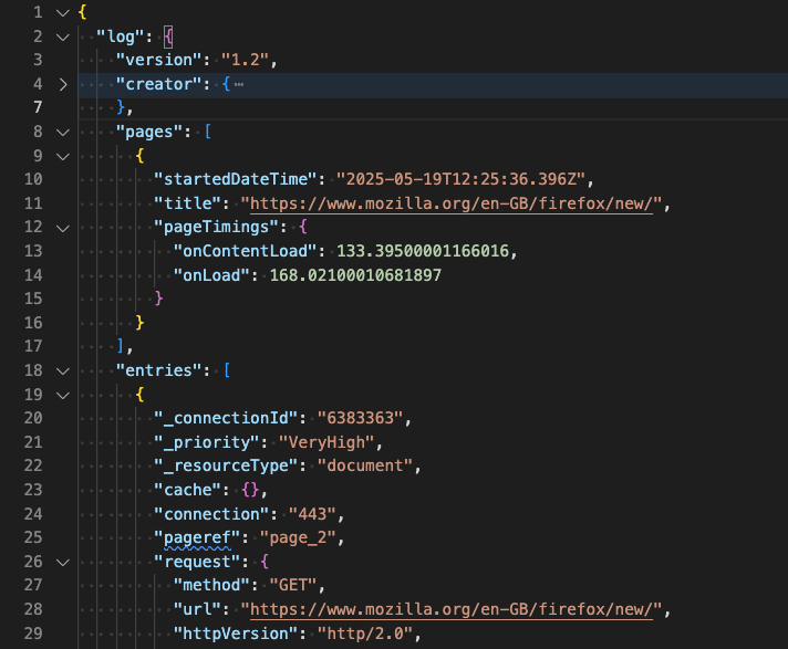 HAR File JSON