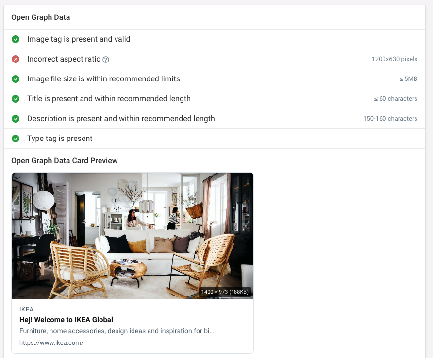 Open Graph tag preview