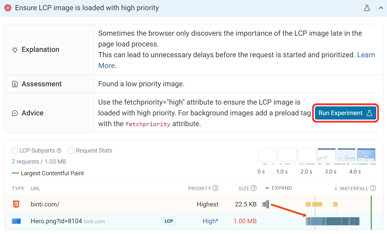 LCP preload recommendation