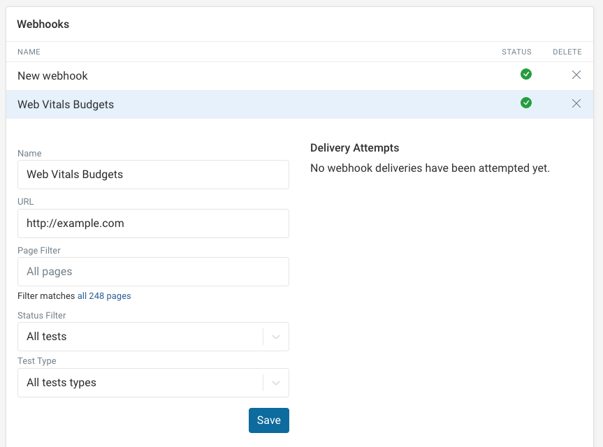 Edit DebugBear webhook