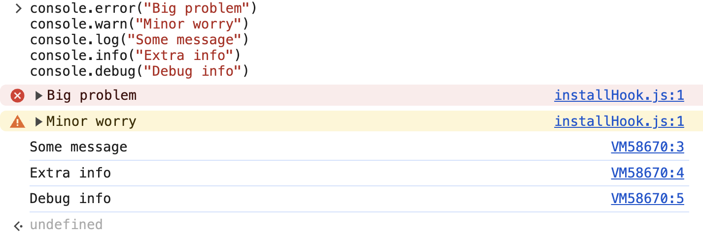 Chrome log output