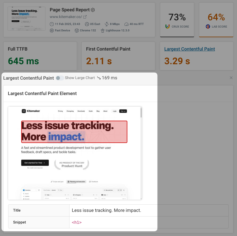 Example LCP element in DebugBear