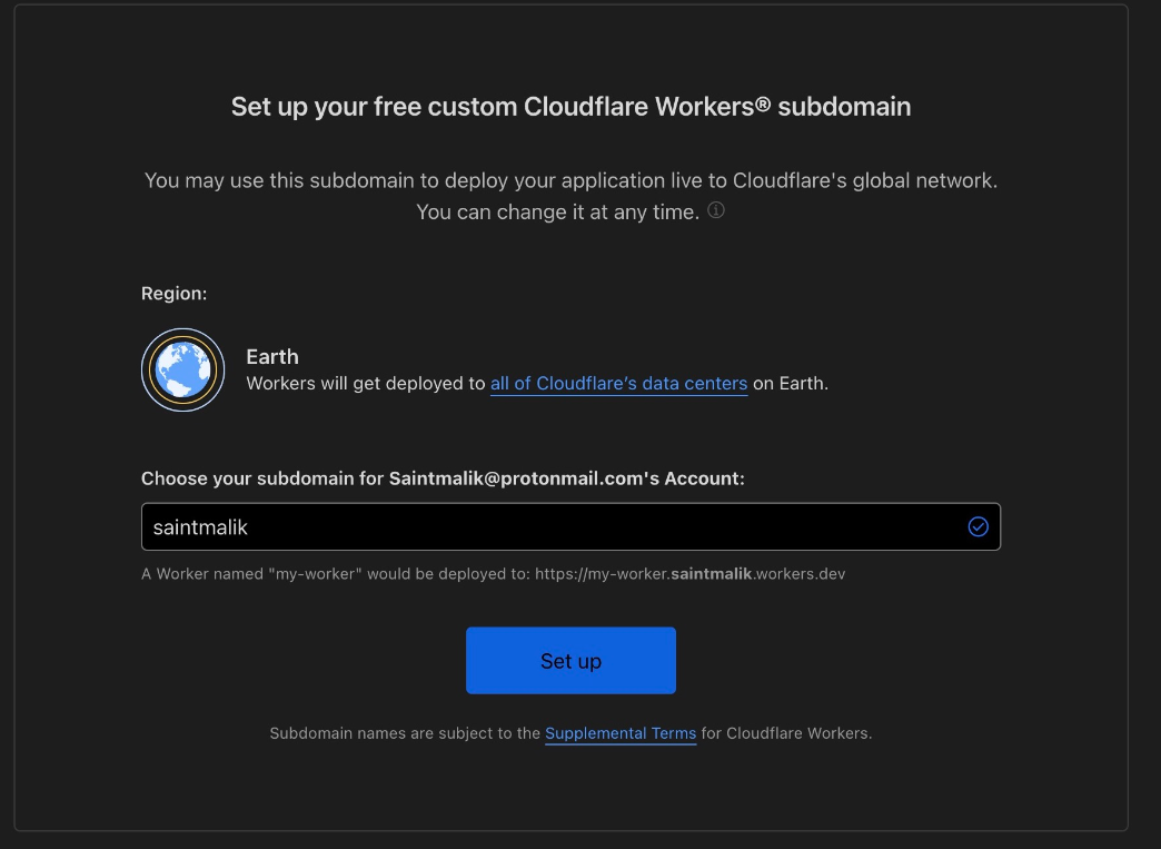Активируйте Cloudflare Workers на панели инструментов Cloudflare.