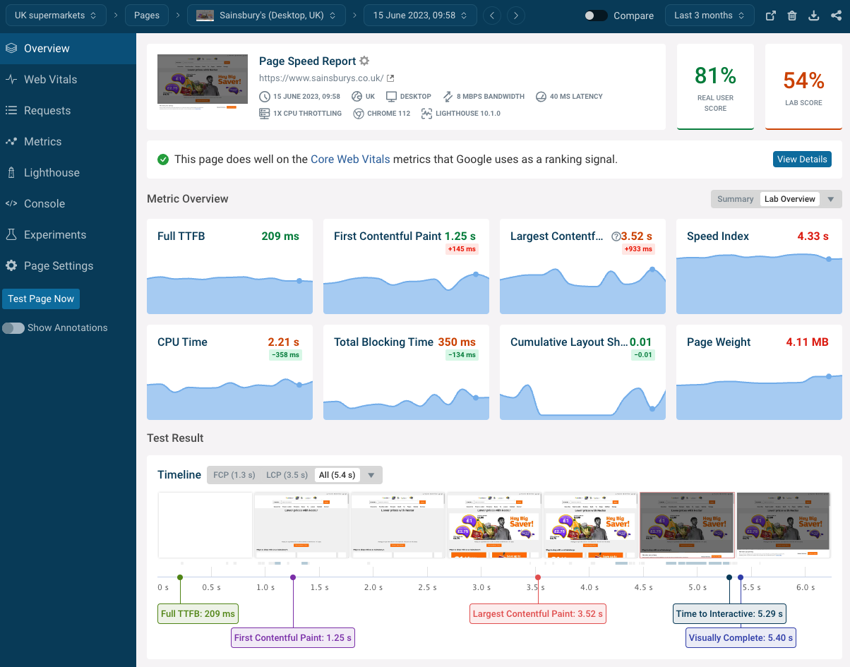 DebugBear monitoring