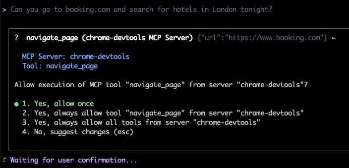 DevTools MCP navigation