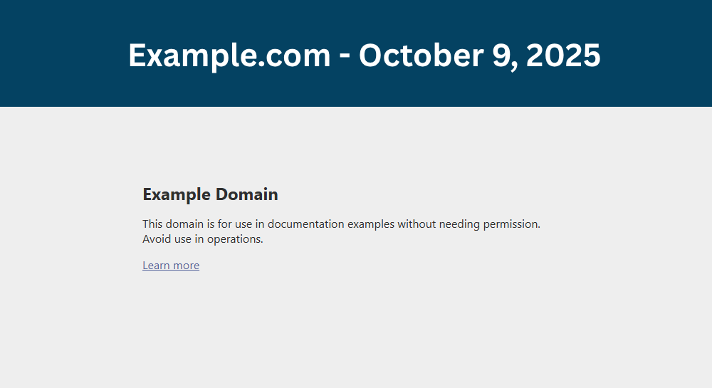 Example.com: October 9, 2025