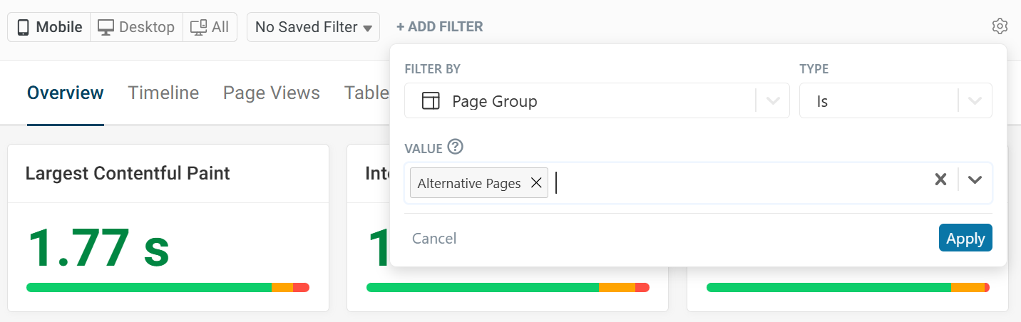 Filter results
