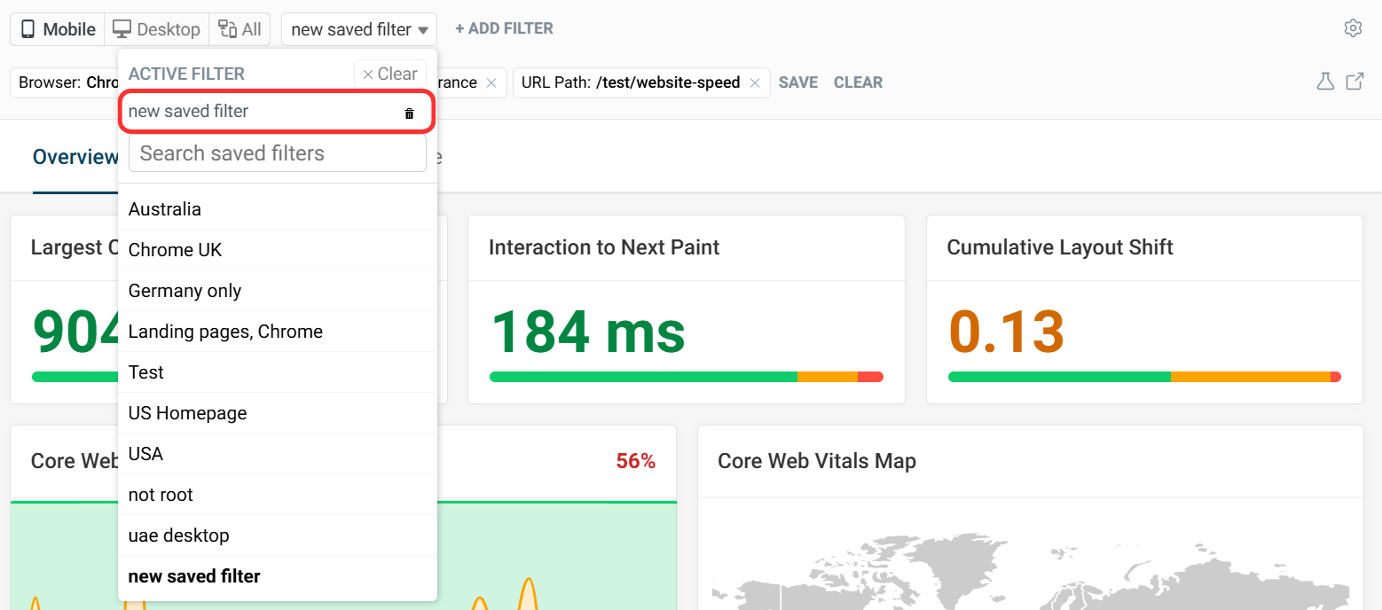 Updating a saved filter