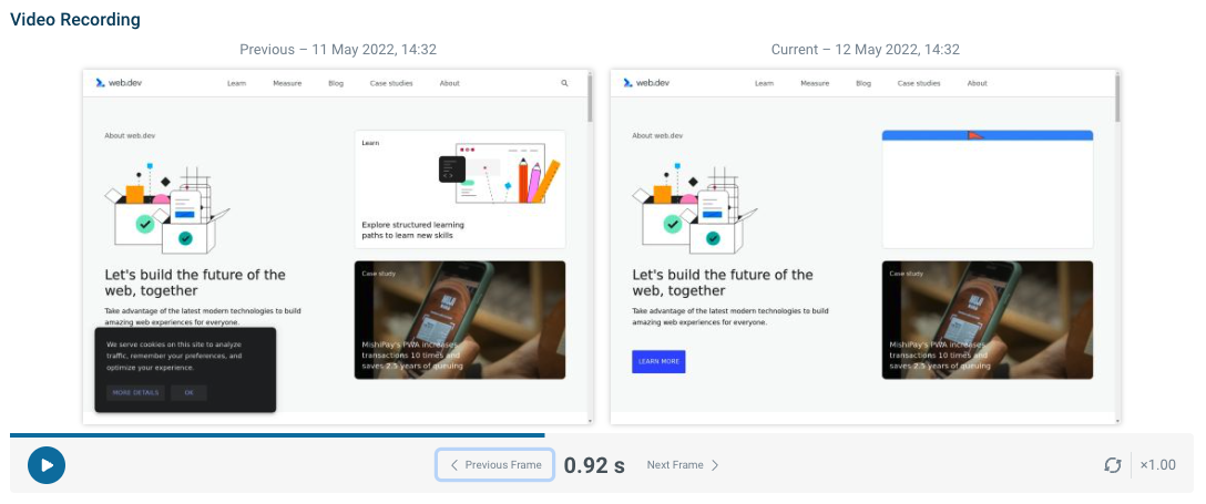 Compare video recordings side by side