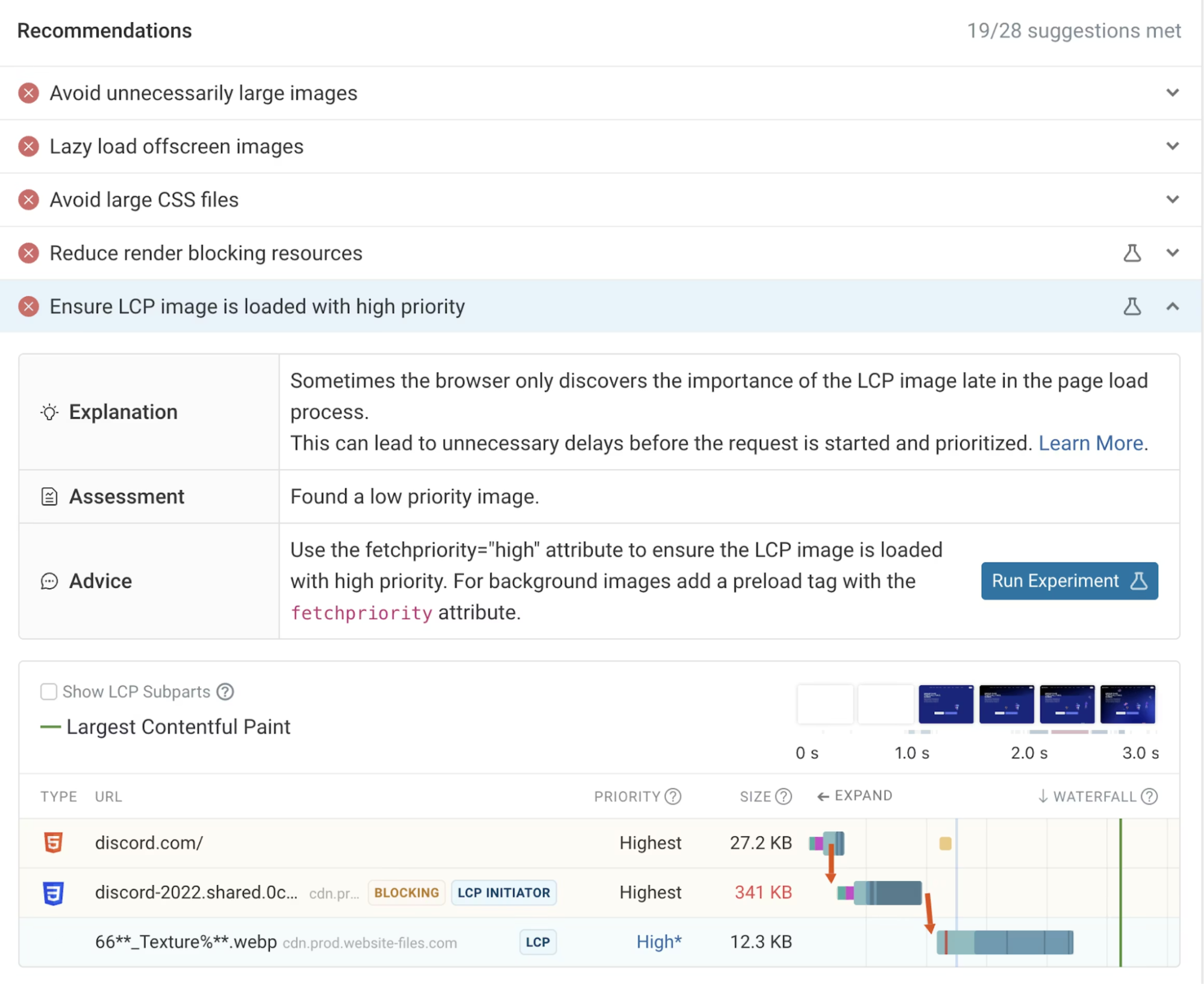DebugBear page speed recommendations