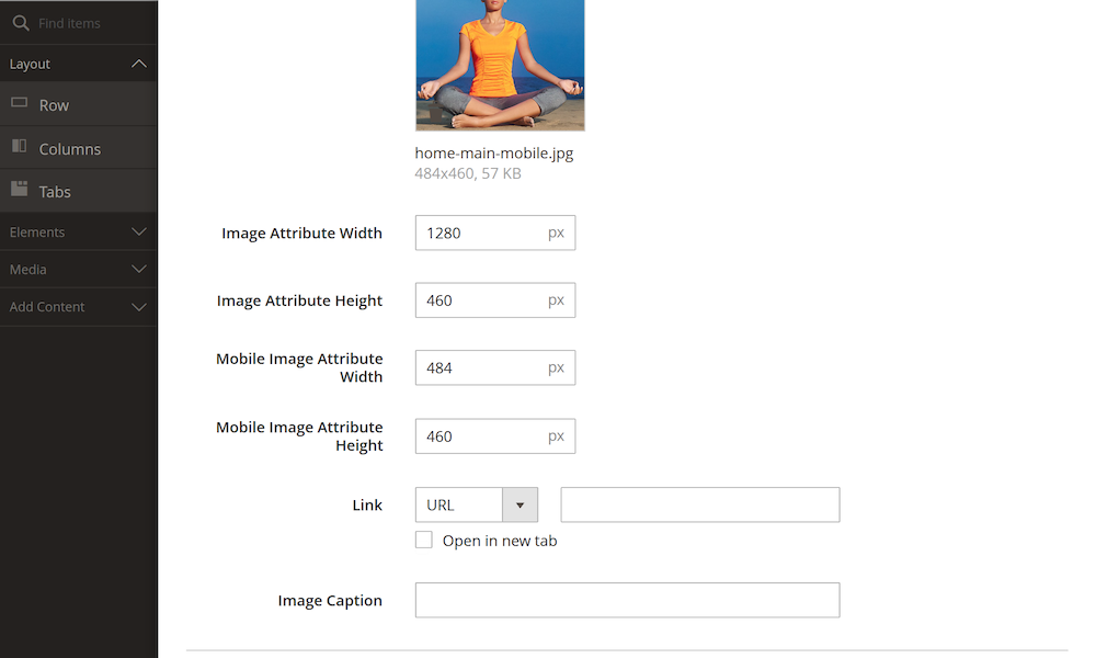 Setting width and height for an image in Magento