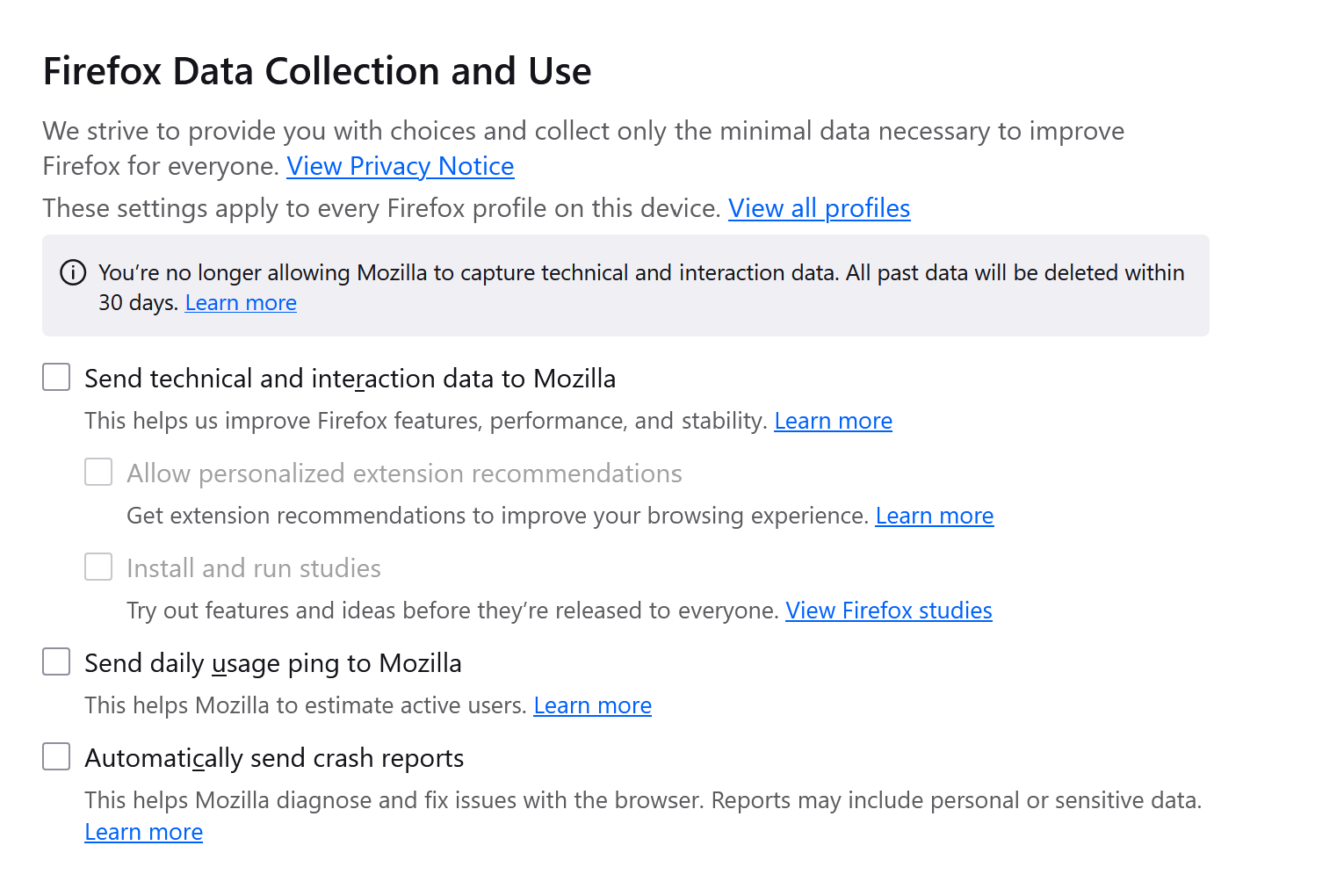 Firefox Data Collection and Use
