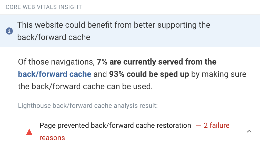 CrUX insights recommendation