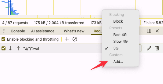 Adding a custom throttling configuration